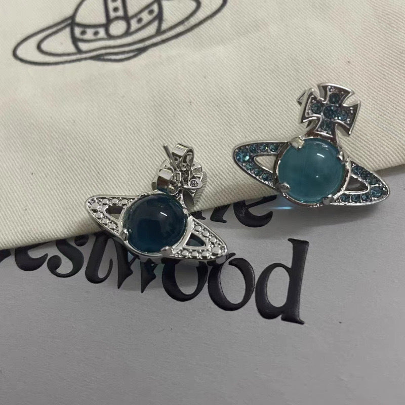 Women's Saturn Rotatable Micro Glass Bead Niche Earrings