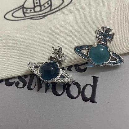 Women's Saturn Rotatable Micro Glass Bead Niche Earrings