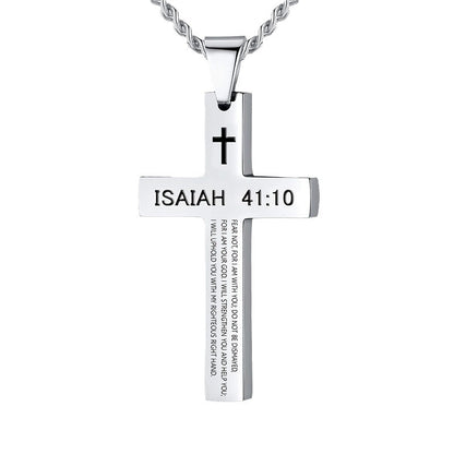 Cross Stainless Steel Color Oval Buckle Necklaces