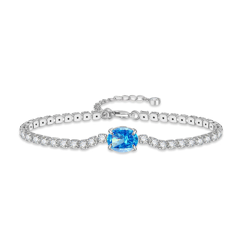 Carbon Diamond Aquamarine Simple Graceful Colored Bracelets