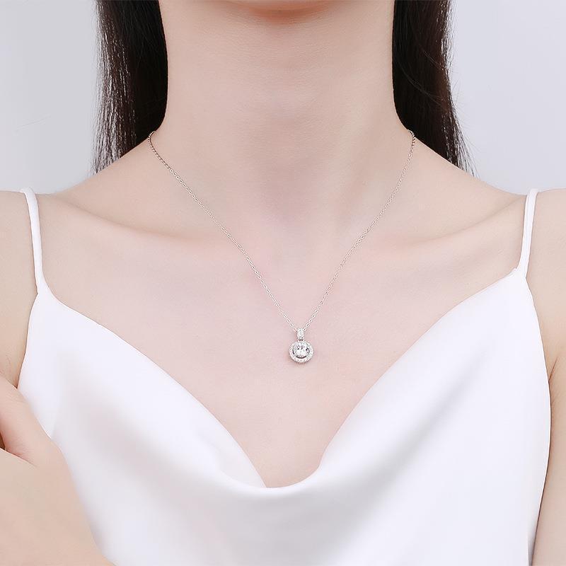 Eight Hearts Arrows Zircon Round Bag Female Clavicle Chain Pendants