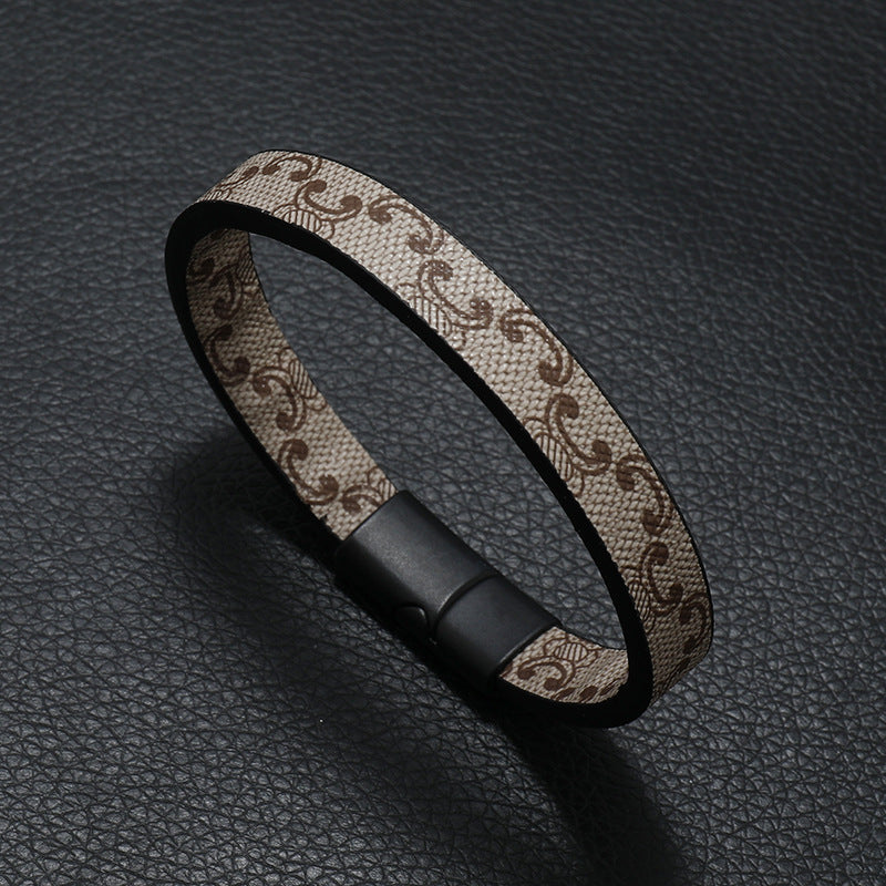 Simple Fashion Printed Striped Magnetic Buckle Bracelets