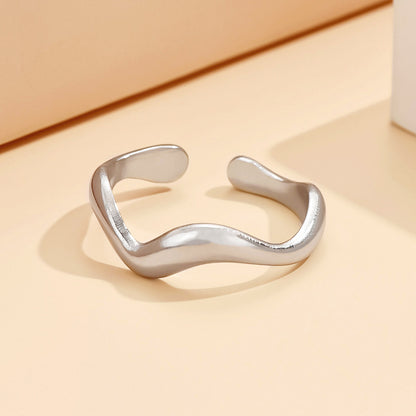 Irregular Curved Wave Female Open Stainless Rings