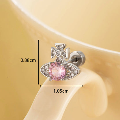 Rod Light Sea Blue Saturn High-grade Earrings