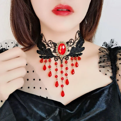 Dark Style Lolita Gothic Female Vintage Rose Necklaces