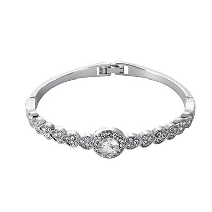 Women's Fully Jeweled Loving Heart Metal Diamond Bracelets