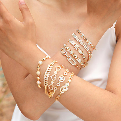 Women's Zircon Flower Heart-shaped Round Leaf Snake-shaped Spring Bracelets