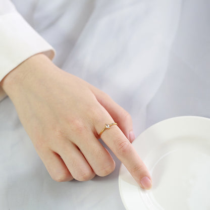 Women's Steel Zircon White Stone Personality Stacked Fashionable Golden Rings