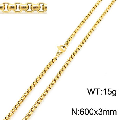 Women's & Men's Stainless Steel Square Pearl Chain Titanium Card Necklaces