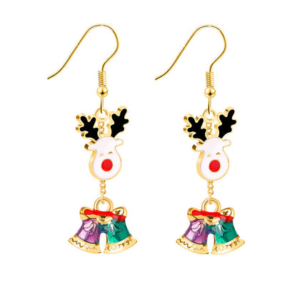 Enamel Simple Fresh Reindeer Crutch Socks Earrings