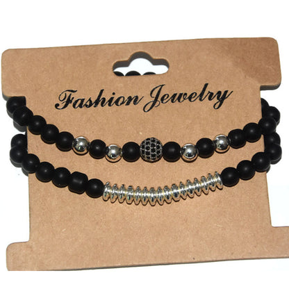 Black Frosted Copper Bead Micro Inlaid Zircon Bracelets