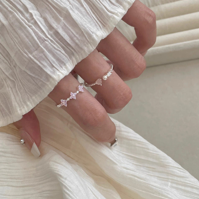 Female Twin Graceful Sier Opening Index Rings