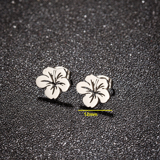 Steel Hollow Flower French Minority Retro Earrings