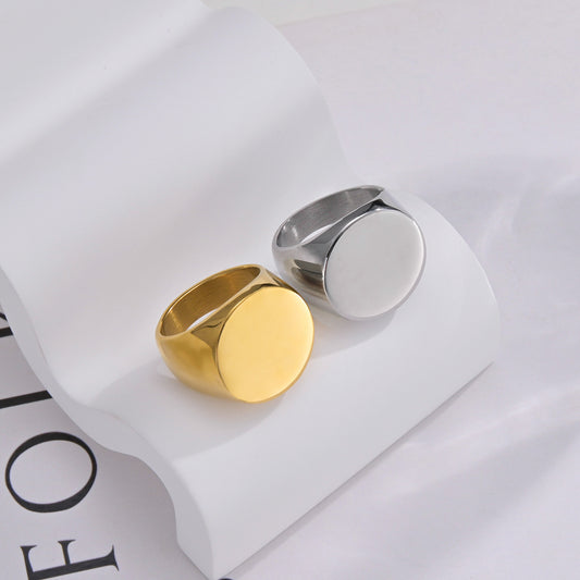 Women's & Men's Surface Quadrilateral Can Carve Writing Design Rings