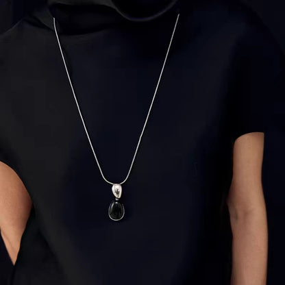 Black Onyx Female Pull Water Drop Necklaces