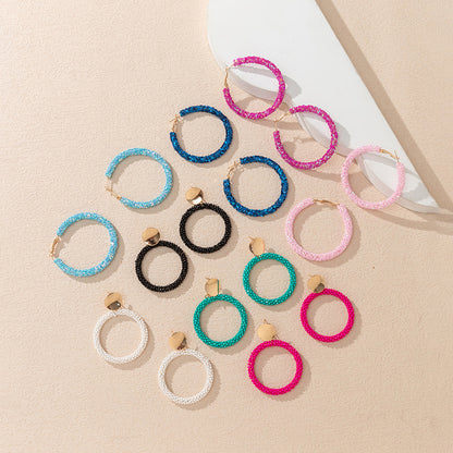 Bead Big Hoop Female Style Korean Sweet Earrings