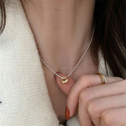 Retro Simple Gold Sier Color Matching Bead Niche Advanced Necklaces