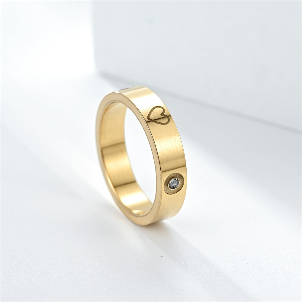 Fashion Personality Love Heart Diamond Couple Rings