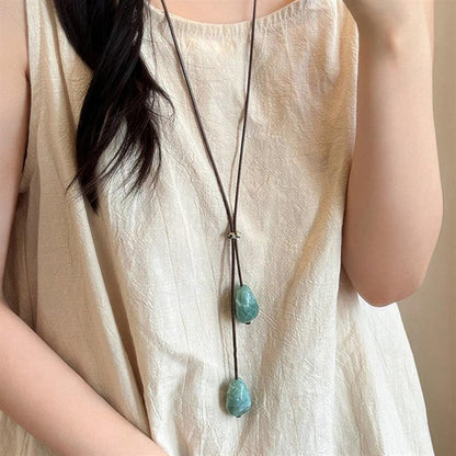 Women's Wooden Bead Ethnic Retro Long Sweater Necklaces