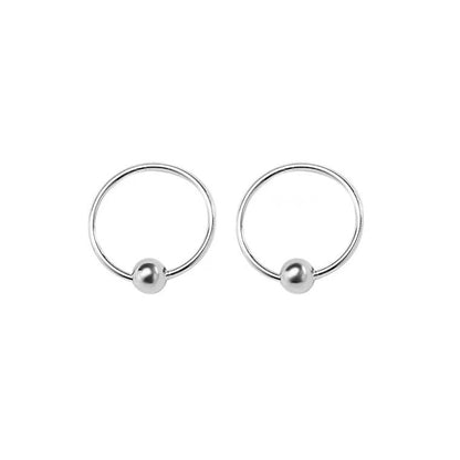 Women's & Men's Sterling Sier Ball Small Circle Ear Clip Beads Earrings