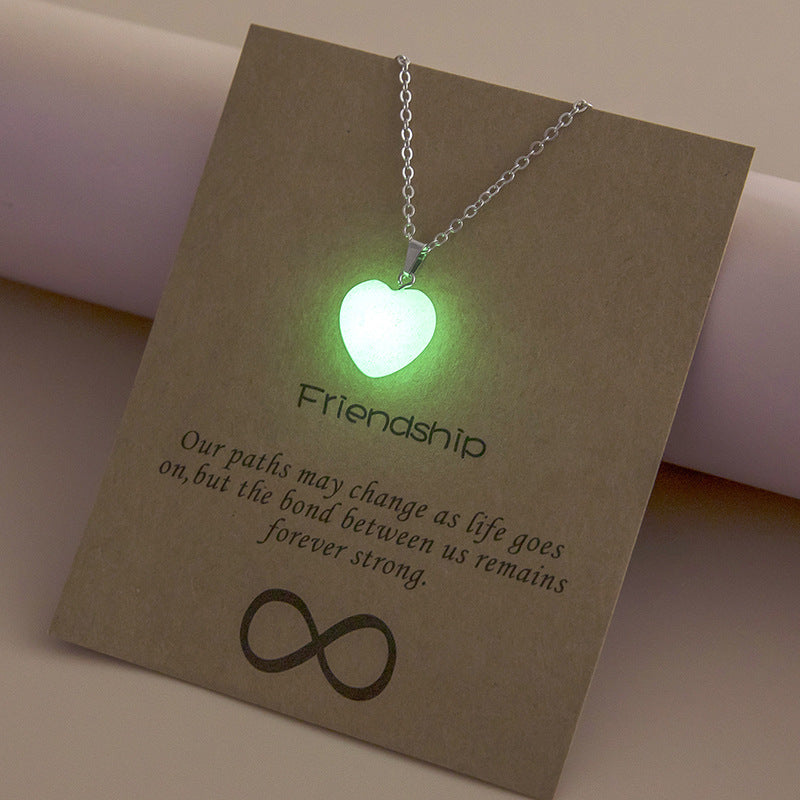 Women's New Luminous Card Heart-shaped Noctilucent Necklaces