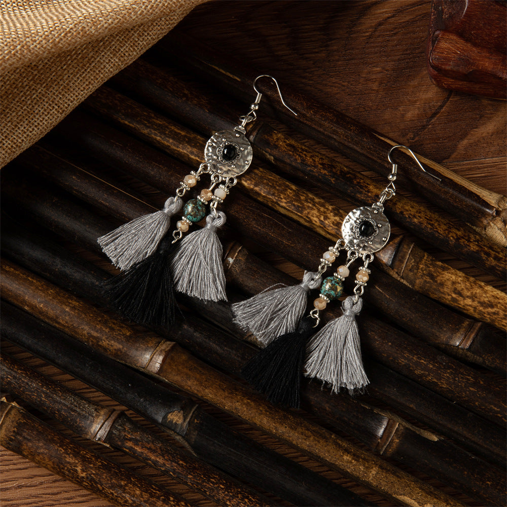 Women's Ethnic Minority Style Retro Multicolored Tassel Earrings