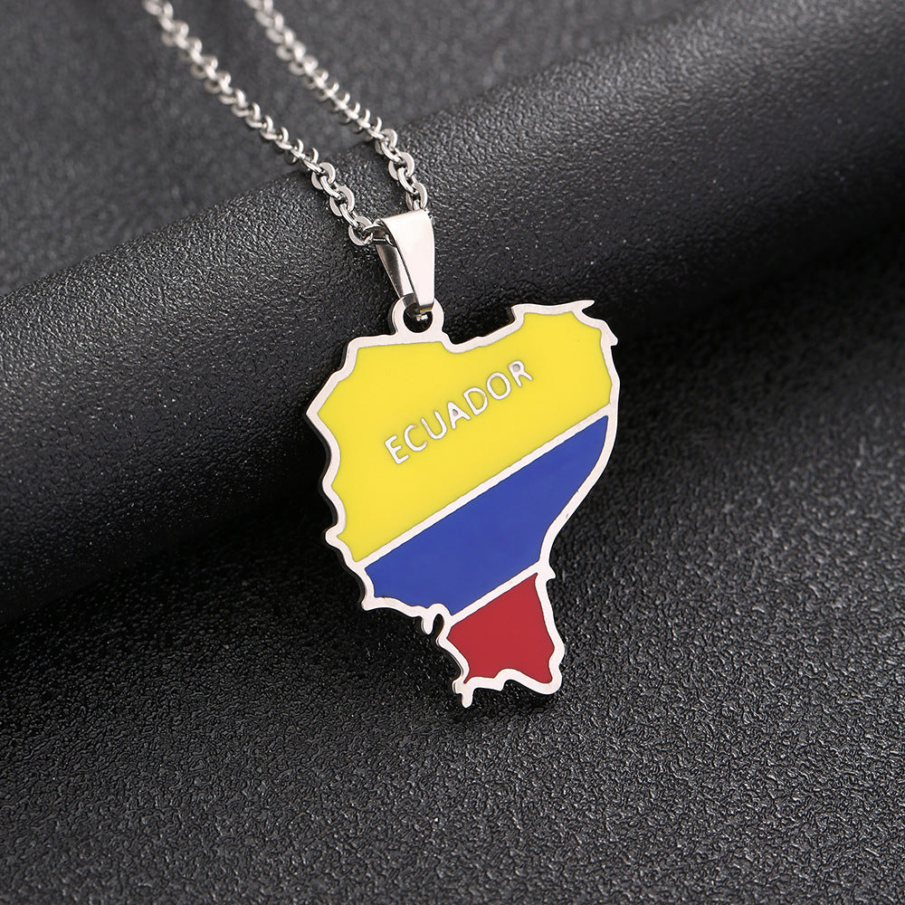 Women's & Men's Fashion Stainless Steel Ecuador Map For Necklaces