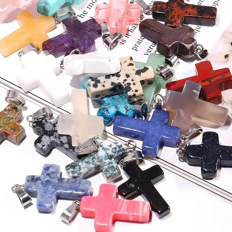 Crystal Cross Fashion Ornament Accessories Leather Rope Pendants