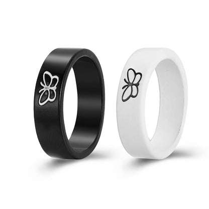 Women's Girlfriends Cute Contrast Color Black White Rings