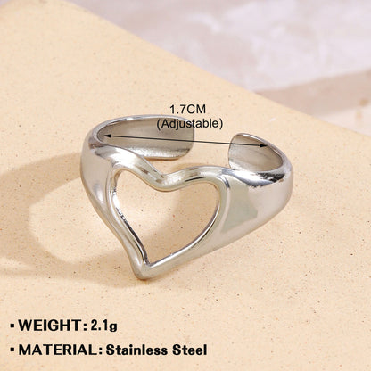 Women's Fashionable Elegant Stainless Steel Love Heart-shaped Rings