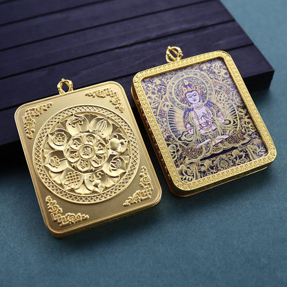 Gold Vajra Hand Painted Golden Outline Eight Patron Saints Pendants