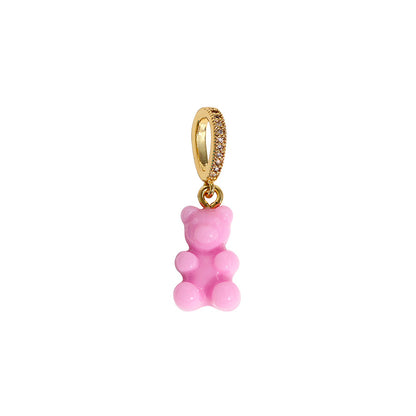 Women's & Men's Soft Candy Bear Heart-shaped Gold-plated Color Pendants