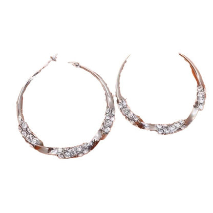 Sier Rhinestone Big Hoop Light Luxury Earrings