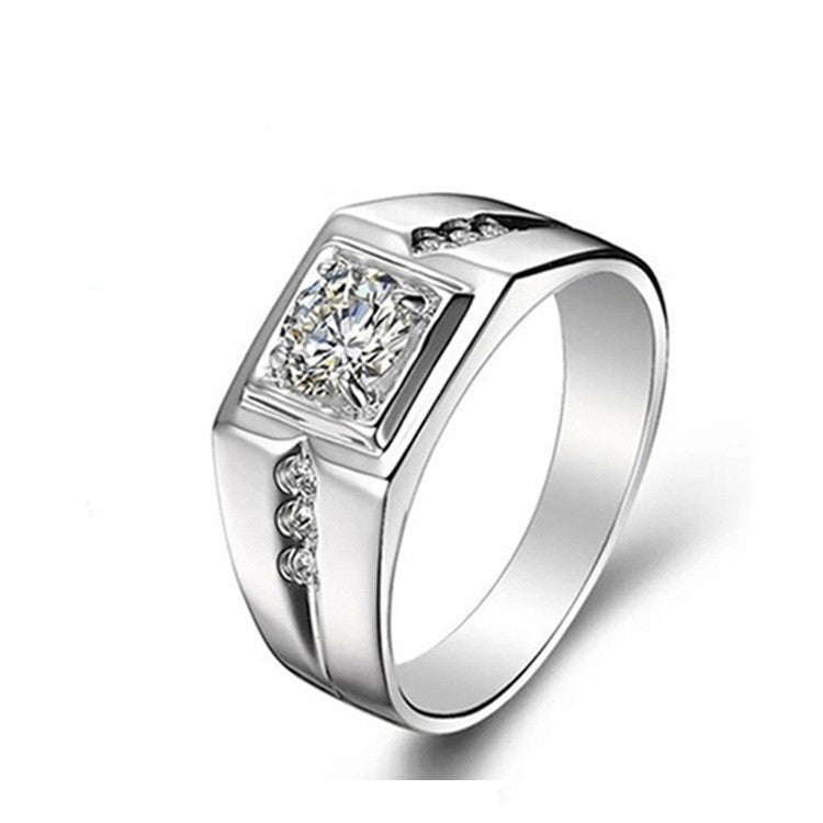 Men's Ornament Alloy Sier-plated Diamond Domineering Hipster Rings