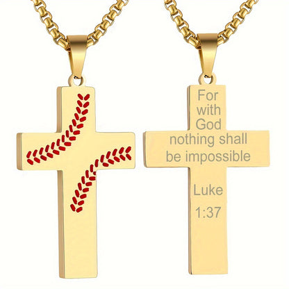 Baseball Boy Cross Stainless Steel Religious Pendants