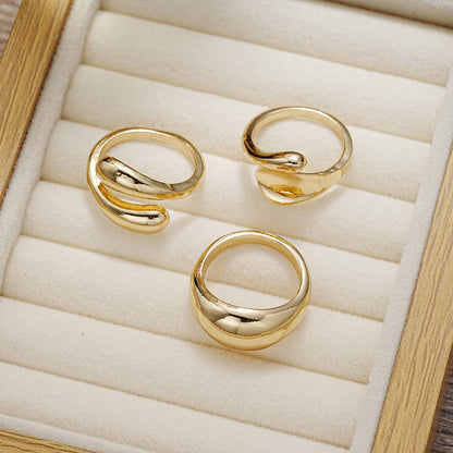 Women's Golden Irregular Opening Niche Trendy Set Graceful Rings