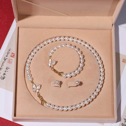 Women's Pearl Three-piece Set Ornament Mother's Day Necklaces