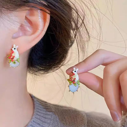 Women's Sier Needle Fresh Flower For Trendy Earrings