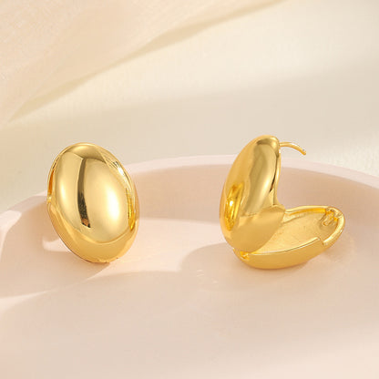 Glossy Oval Water Drop Ear Clip Earrings