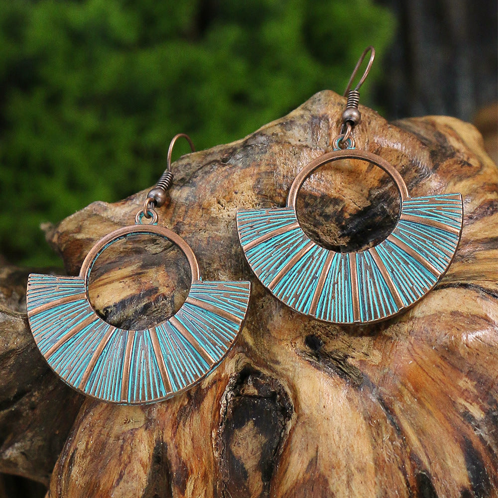 Style Geometric Round Personality Distressed Tribe Earrings