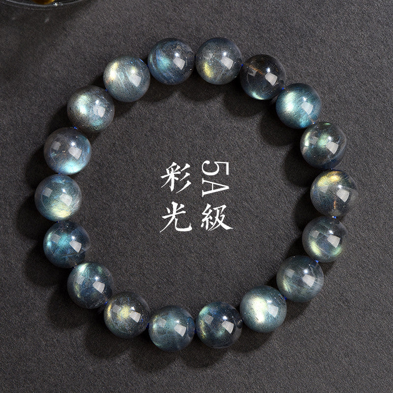 Grade Natural Black Color Moonstone Round Beads Bracelets