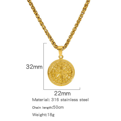 Men's Fashion Viking Nordic Style Metal Compass Necklaces