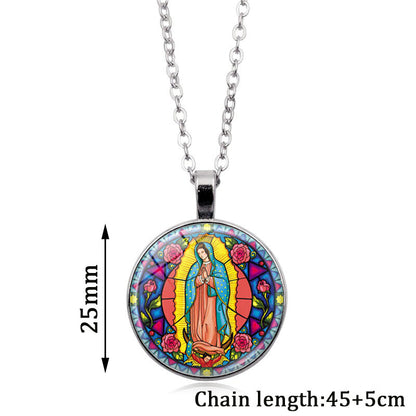 Women's Jesus Time Gem Cabochon Vintage Sweater Necklaces