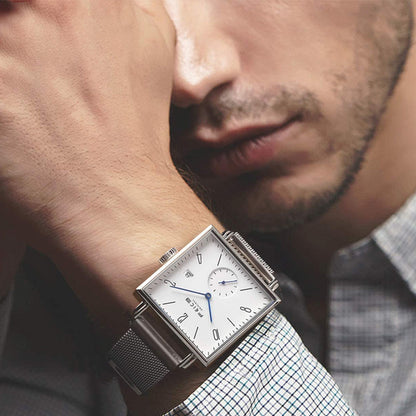 Men's Square Watch Automatic Leisure Simple Hollow Mechanical Watches
