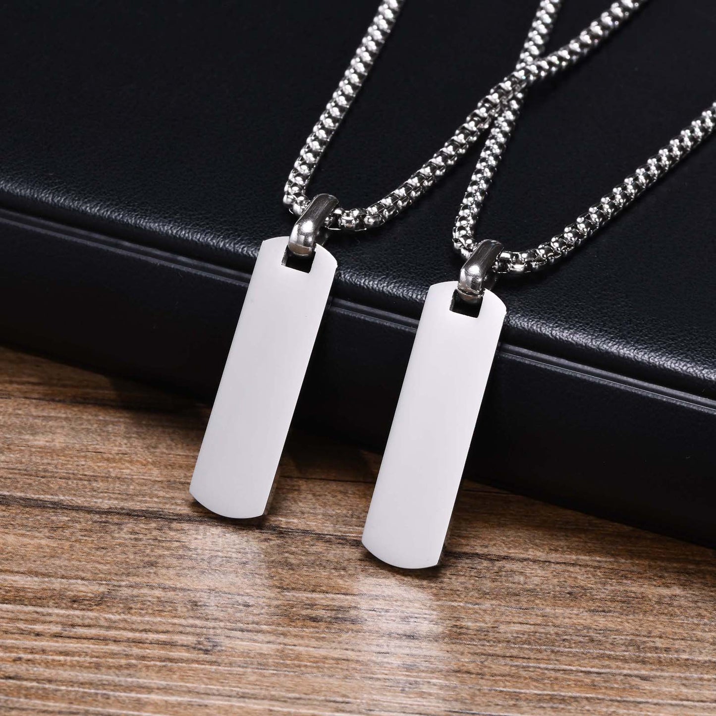 Stainless Steel Glossy Tag Black Carved Pendants