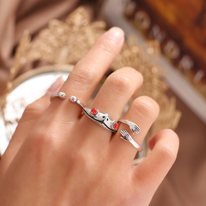 Simple Butterfly Diamond Studded Hollow Minority Light Rings