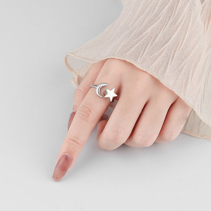 Female Opening Rotatable Adjustable Star Moon Rings