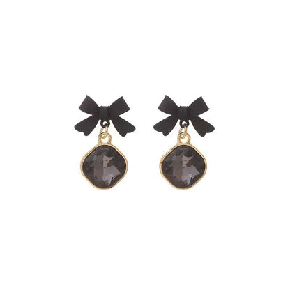 Design Black Bowknot Trendy Retro Affordable Earrings