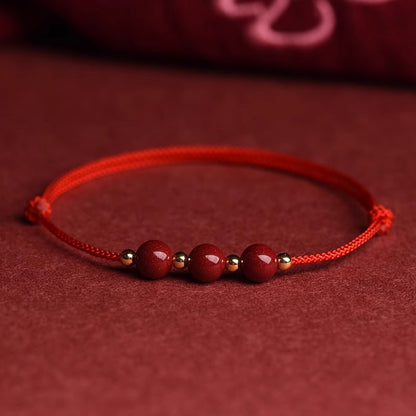 Women's & Men's Rope Cinnabar Lucky Beads Red Anklet Bracelets