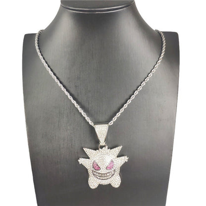 Gray Wolf Cartoon Purple Color Zircon Necklaces